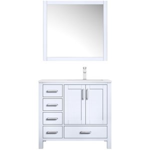 Lexora Home Jacques 36&quot Carrara Marble Top Single Vanity in White