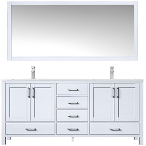Lexora Home Jacques 72&quot Carrara Marble Top Double Vanity in White