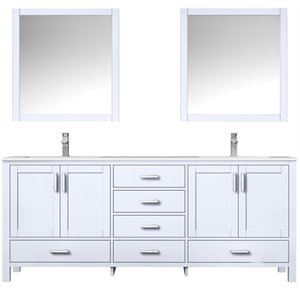 Lexora Home Jacques 80&quot Carrara Marble Top Double Vanity in White