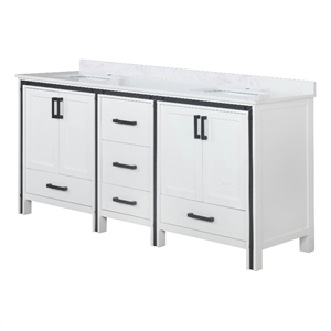Lexora Home Ziva 72&quot Cultured Marble Top Double Vanity with Sink in White