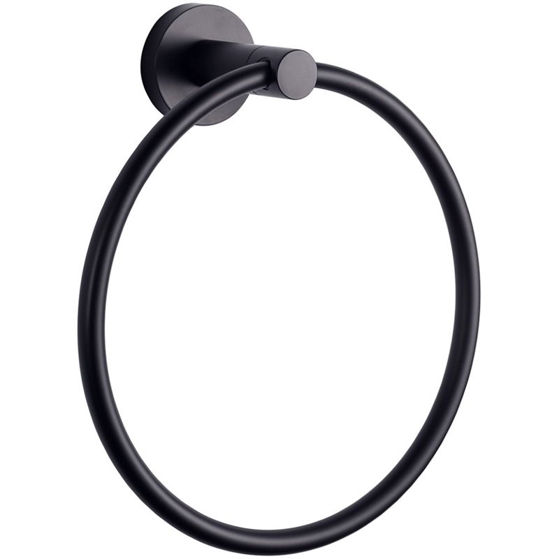 Lexora Home Bagno Nera Stainless Steel Towel Ring in Matte Black
