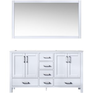 Lexora Home Jacques 60&quot Carrara Marble Top Double Vanity in White