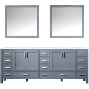 Lexora Home Jacques 84&quot Carrara Marble Top Double Vanity in Dark Gray