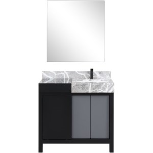 Lexora Home Zilara 36&quot Single Marble Top Bathroom Vanity with Mirror and Faucet