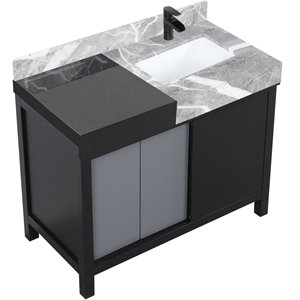 Lexora Home Zilara 42&quot Single Marble Top Bathroom Vanity with Black Faucet