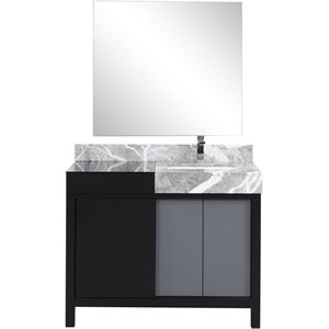 Lexora Home Zilara 42&quot Single Marble Top Bathroom Vanity with Mirror and Faucet