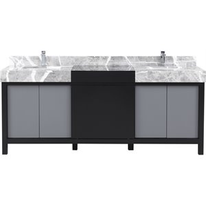Lexora Home Zilara 80&quot Double Marble Top Bathroom Vanity with Chrome Faucet