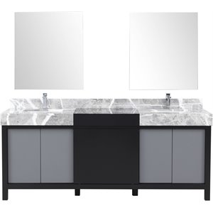 Lexora Home Zilara 80&quot Double Marble Top Bathroom Vanity with Mirror and Faucet