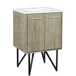 Lexora Home Lancy 24&quot Single Quartz Top Bathroom Vanity in Rustic Acacia