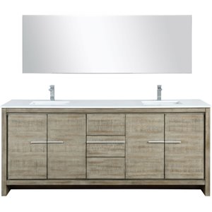 Lexora Home Lafarre 80&quot Double Quartz Top Bathroom Vanity with Faucet and Mirror