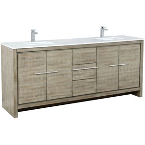 Lexora Home Lafarre 80&quot Double Quartz Top Bathroom Vanity with NIckel Faucet