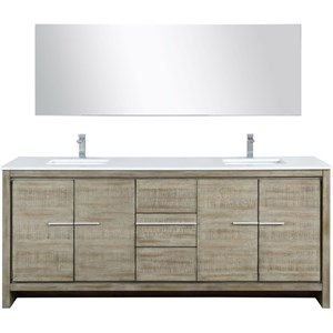 Lexora Home Lafarre 80&quot Double Quartz Top Bathroom Vanity with Faucet and Mirror