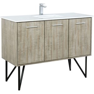Lexora Home Lancy 48&quot Single Quartz Top Bathroom Vanity with Gun Metal Faucet