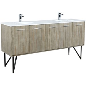 Lexora Home Lancy 72&quot Double Quartz Top Bathroom Vanity with Chrome Faucet