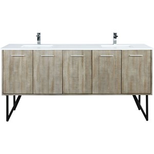 Lexora Home Lancy 72&quot Double Quartz Top Bathroom Vanity with Gun Metal Faucet