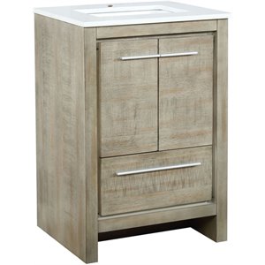 Lexora Home Lafarre 24&quot Single Quartz Top Bathroom Vanity in Rustic Acacia