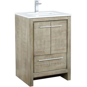 Lexora Home Lafarre 24&quot Single Quartz Top Bathroom Vanity with Gun Metal Faucet