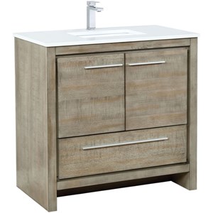 Lexora Home Lafarre 36&quot Single Quartz Top Bathroom Vanity with Gun Metal Faucet
