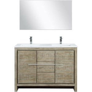 Lexora Home Lafarre 48&quot Single Quartz Top Bathroom Vanity with Faucet and Mirror