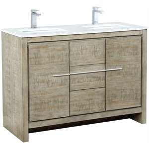 Lexora Home Lafarre 48&quot Single Quartz Top Bathroom Vanity with Rose Gold Faucet