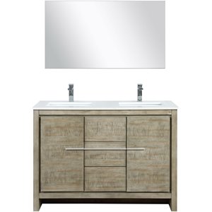Lexora Home Lafarre 48&quot Single Quartz Top Bathroom Vanity with Faucet and Mirror