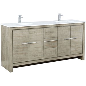 Lexora Home Lafarre 72&quot Double Quartz Top Bathroom Vanity with Gun Metal Faucet
