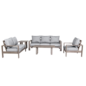 Aruba Aluminum Frame Deep Seating Sofa Set in Handpainted Taupe