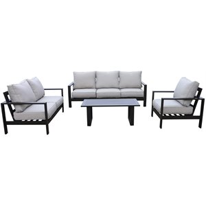 Atlantis Aluminum Frame Deep Seating Set for 6 in Brown/Silver Cushion