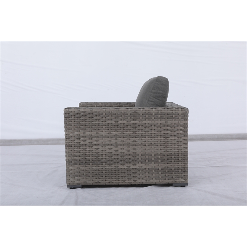 Bali Silver/Gray Two-Tone Wicker Club Chair in Charcoal Gray Cushion