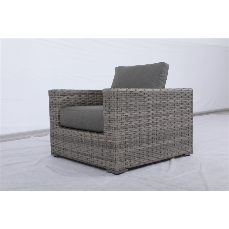Bali Silver/Gray Two-Tone Wicker Club Chair in Charcoal Gray Cushion