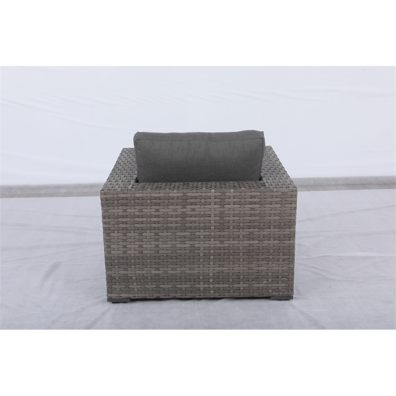 Bali Silver/Gray Two-Tone Wicker Club Chair in Charcoal Gray Cushion
