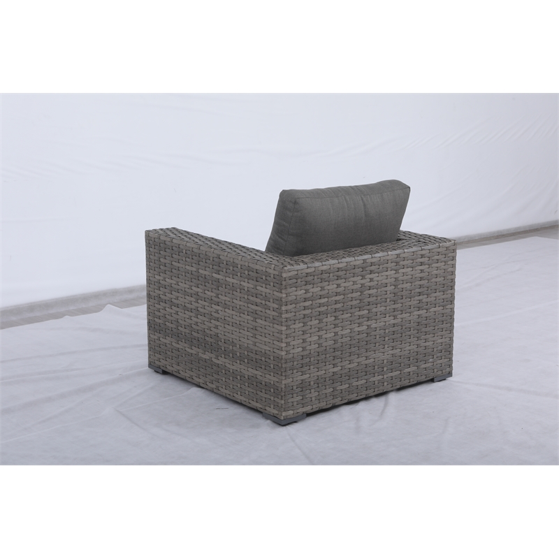 Bali Silver/Gray Two-Tone Wicker Club Chair in Charcoal Gray Cushion