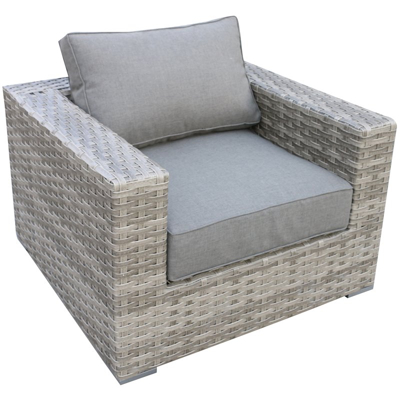 Bali Silver/Gray Two-Tone Wicker Club Chair in Charcoal Gray Cushion