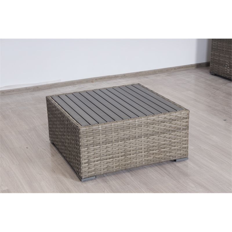 Bali Silver/Gray Two-Tone Wicker / Rattan Coffee Table