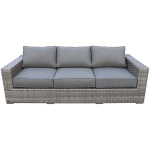 Bali Silver/Gray Two-Tone Wicker Sofa in Charcoal Gray Cushion