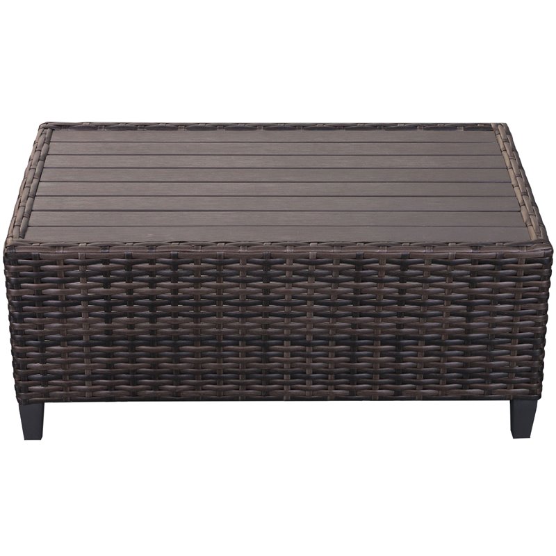 Barbados Two-Tone Dark Gray/Light Gray Wicker Coffee Table