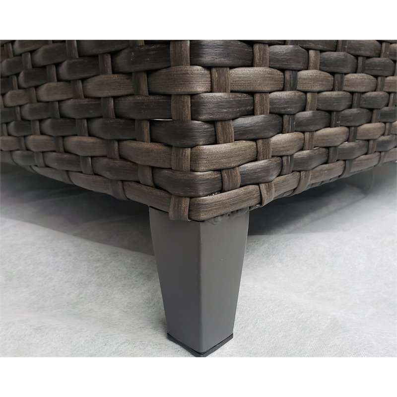 Barbados Two-Tone Dark Gray/Light Gray Wicker Left Arm in Charcoal Cushion