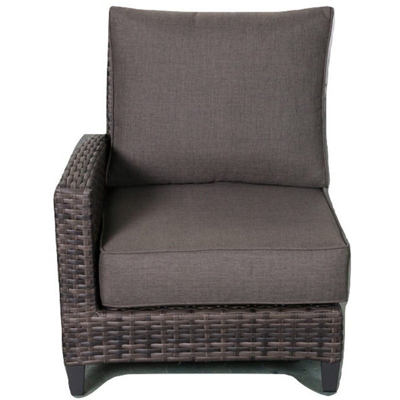 Barbados Two-Tone Dark Gray/Light Gray Wicker Left Arm in Charcoal Cushion