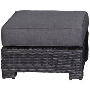 Bora Bora Two-Tone Wicker Rattan Ottoman in Charcoal Cushion
