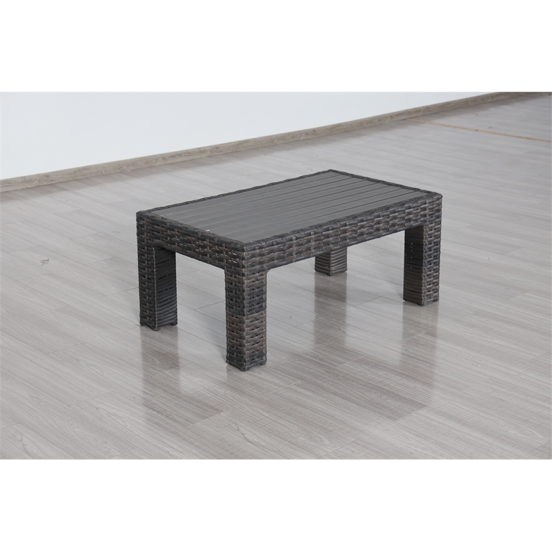 Bora Bora Two-Tone Wicker Sectional Set in Charcoal Cushion