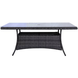 Bora Bora Two-Tone Wicker Rattan Dining Table with Glass Top