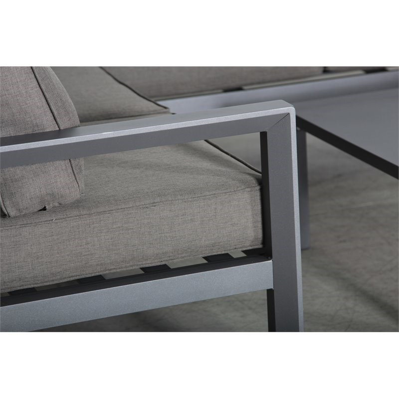 Cabo Club Chair Gray Aluminum Frame in Charcoal Cushion
