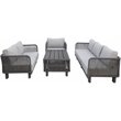 Cancun Aluminum Deep Seating Set with Dark Gray Rope in Silver Cushion