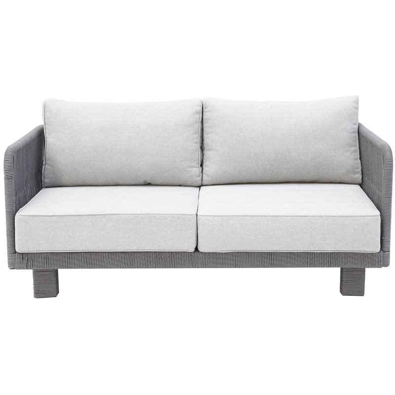 Cancun Aluminum Deep Seating Set with Dark Gray Rope in Silver Cushion