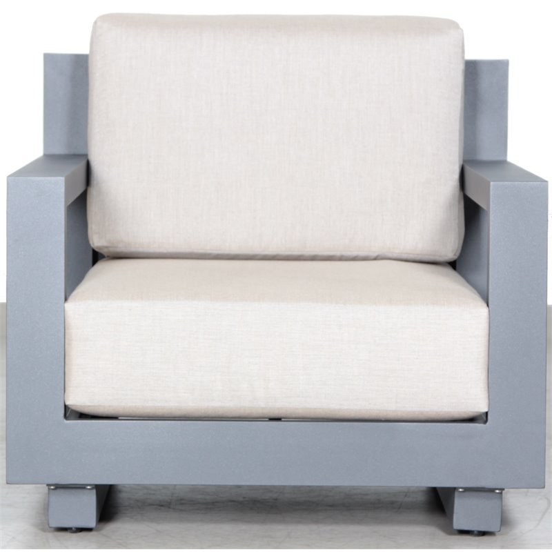 Paris 4-PC Deep Seating Set Gray Aluminum Frame in Taupe Cushion