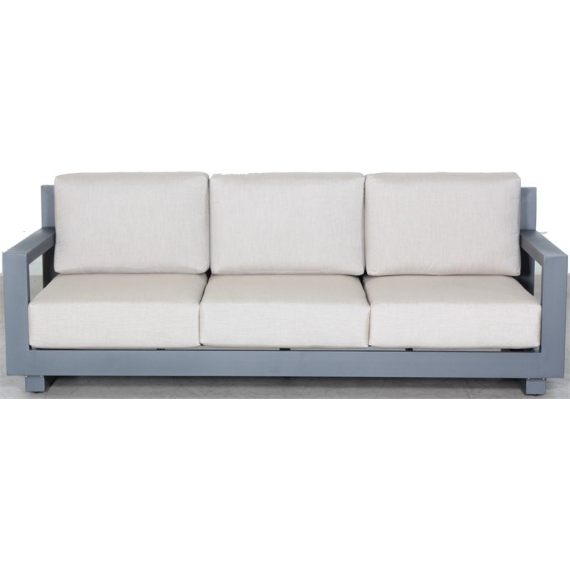 Paris 4-PC Deep Seating Set Gray Aluminum Frame in Taupe Cushion