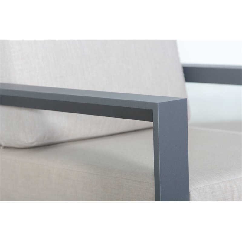 Paris Loveseat Gray Aluminum Frame in Taupe Cushion