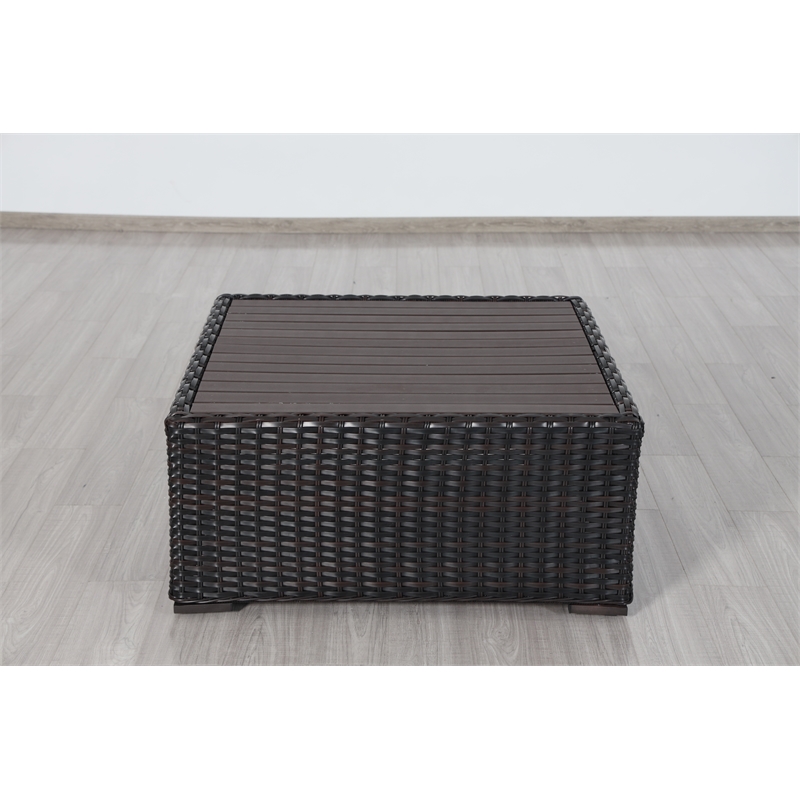 Santa Monica Coffee Table in Espresso Brown with Aluminum Frame