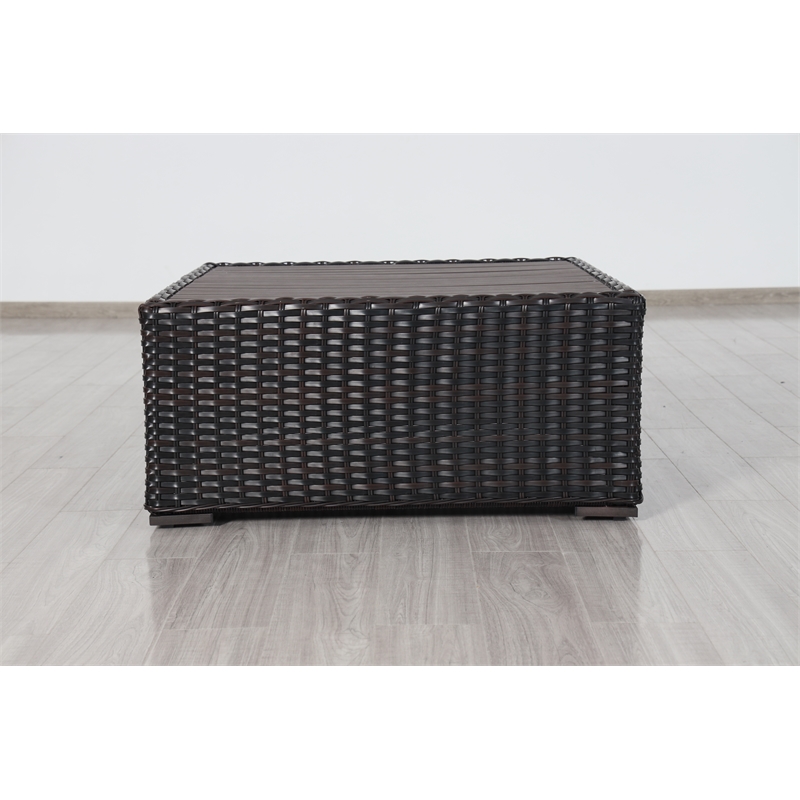 Santa Monica Coffee Table in Espresso Brown with Aluminum Frame