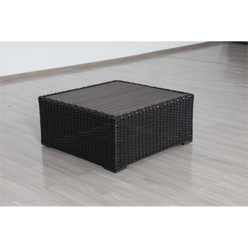 Santa Monica Coffee Table in Espresso Brown with Aluminum Frame